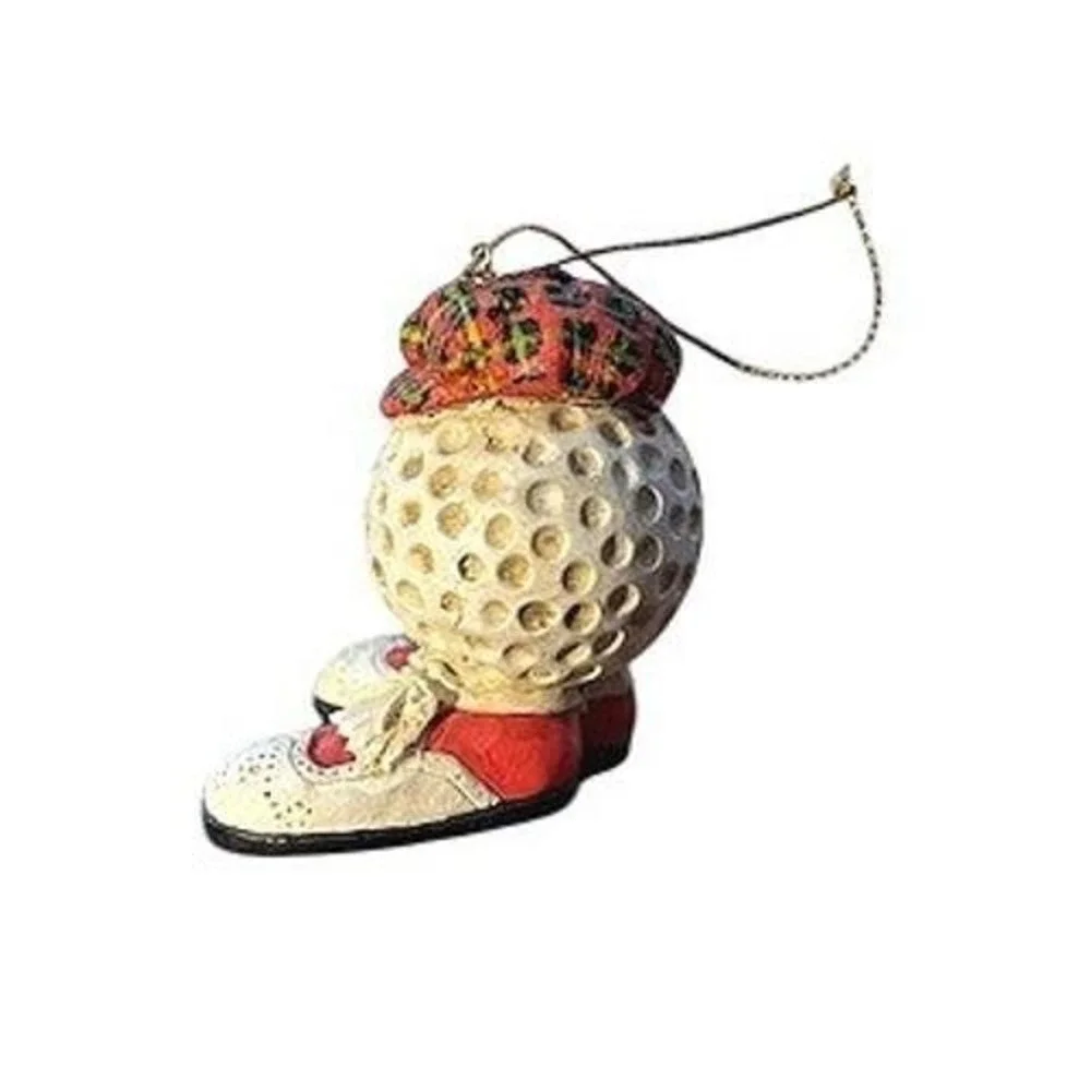 Christmas Golf Ball Character Ornament‎ Tartan Hat Shoes Holiday Decor